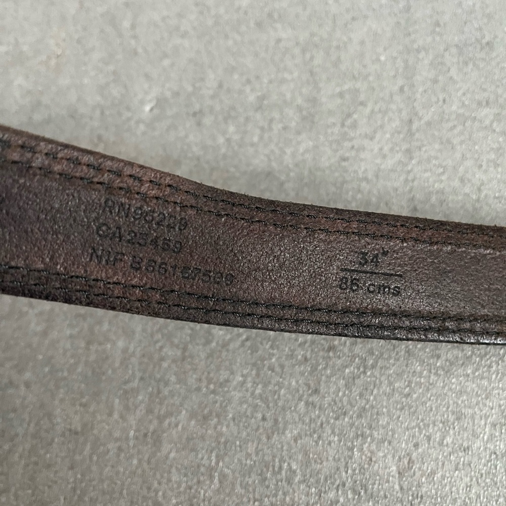 [34”/Max 45”]Ted Baker Dark Brown Leather Belt with Brassed Buckle- Italy - Picture 6 of 8